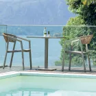 Stabelbar stol med sæde i textilene og ryg i drejet flet - Passion Viadurini