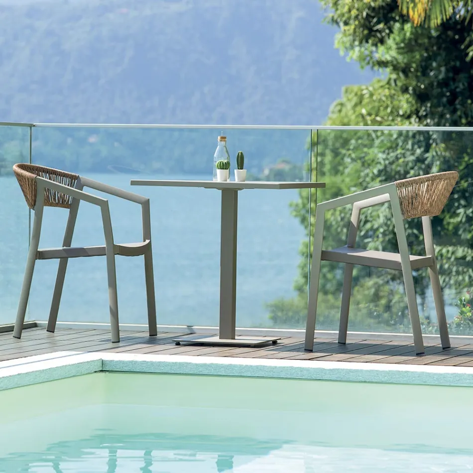 Stabelbar stol med sæde i textilene og ryg i drejet flet - Passion Viadurini