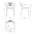 Stabelbar stol med metalstruktur og reb lavet i Italien, 2 stk - Trosa Viadurini