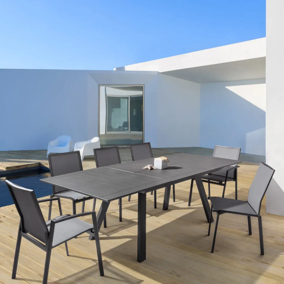 Stabelbar udendørsstol i malet aluminium, Homemotion, 4 stk - Odelia Viadurini