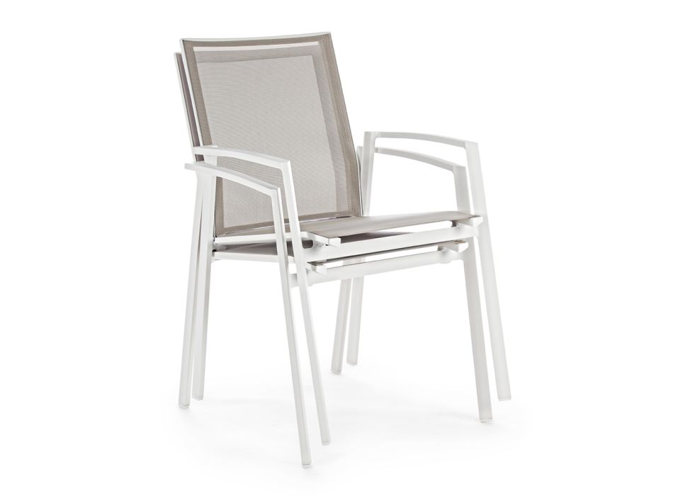 Stabelbar udendørsstol i malet aluminium, Homemotion, 4 stk - Odelia Viadurini