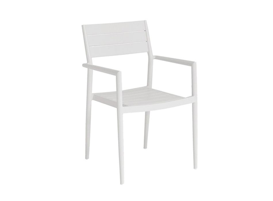 Stabelbar udendørsstol med aluminiumsstruktur, 2 stykker - Ritchie Viadurini