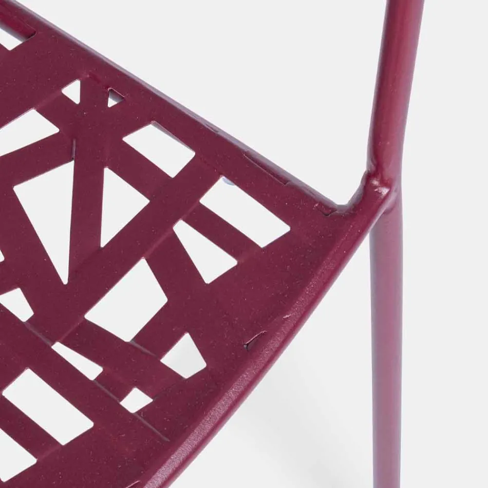 Stabelbar udendørs stol i mat finish stål, 4 stykker - Ralia Viadurini