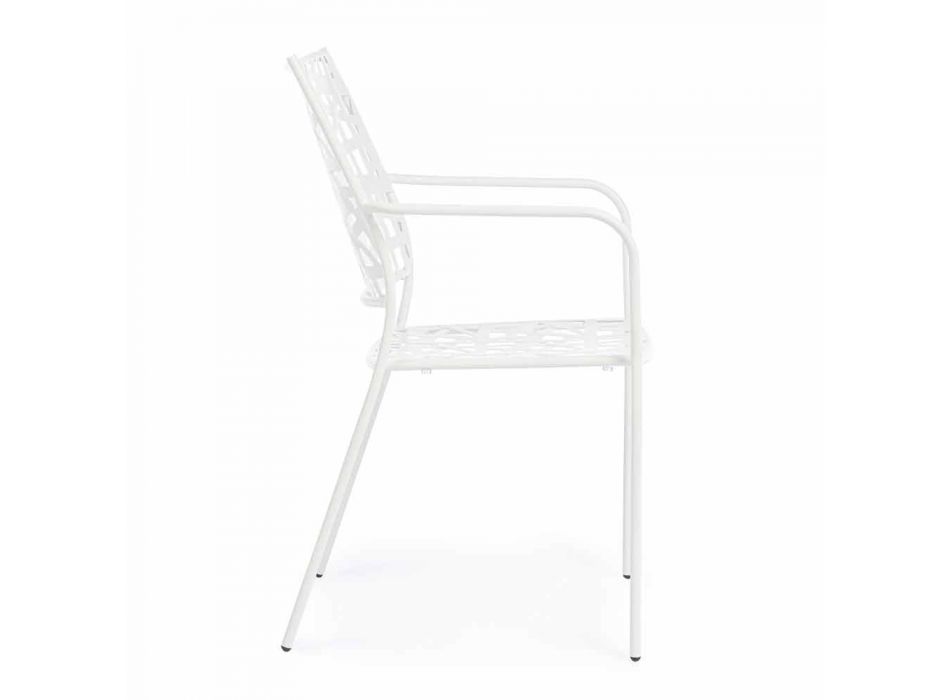 Stabelbar udendørs stol i mat finish stål, 4 stykker - Ralia Viadurini
