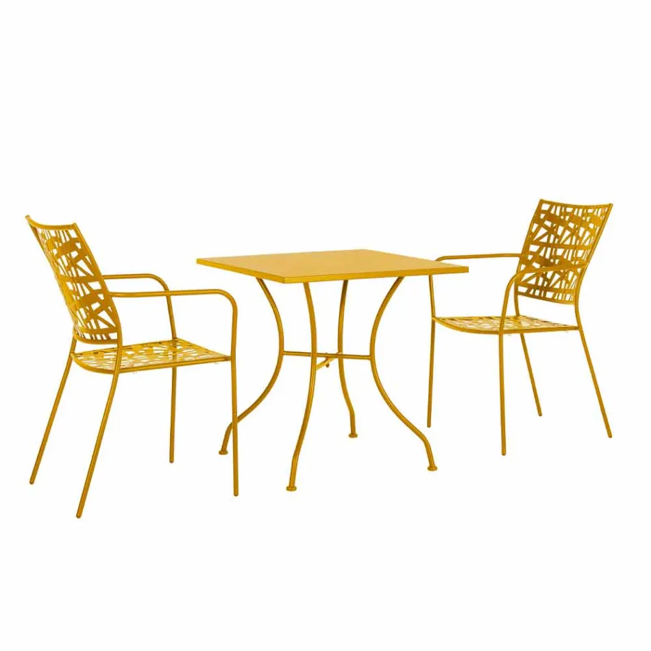 Stabelbar udendørs stol i mat finish stål, 4 stykker - Ralia Viadurini