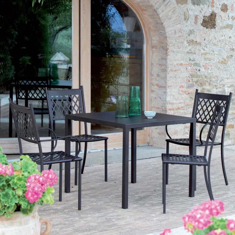 Stabelbar udendørs stol i galvaniseret stål Made in Italy 4 stk - Celia Viadurini