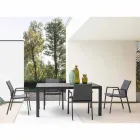 Stabelbar udendørs stol i stof og malet aluminium, 4 stykker - Assia Viadurini