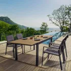 Stabelbar udendørs stol i Textilene og antracit aluminium, 6 stykker - Urban Viadurini