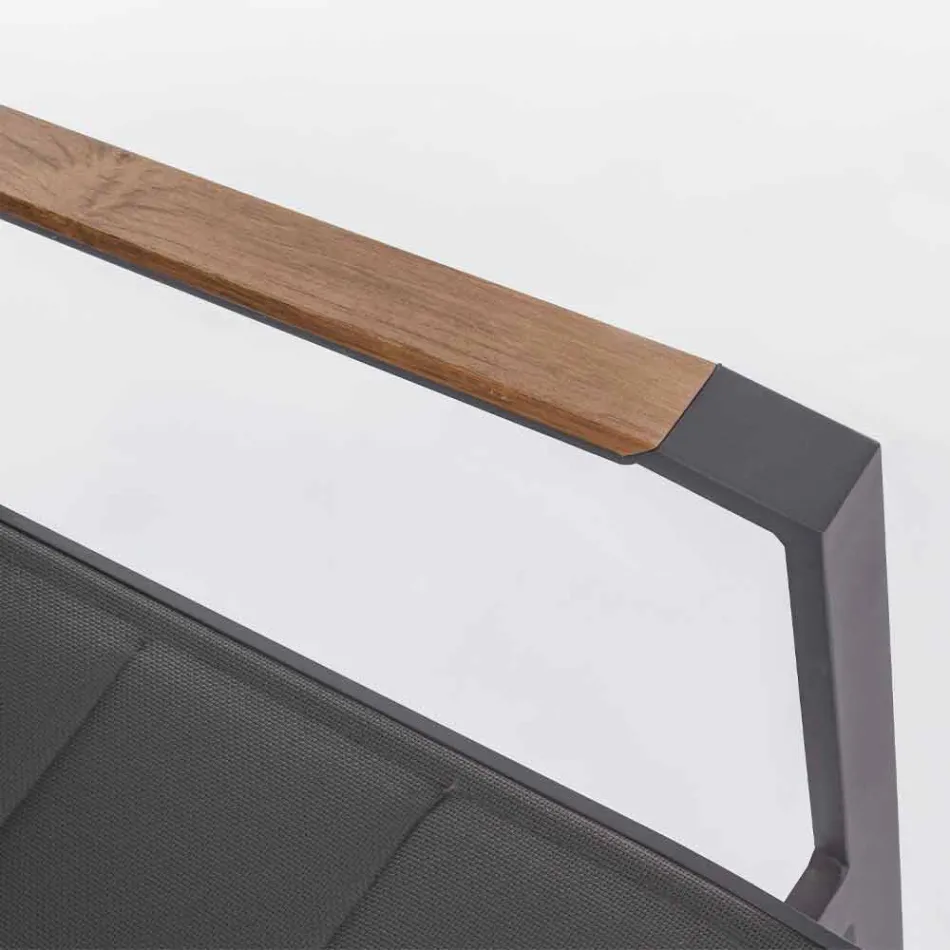 Stabelbar udendørs stol i Textilene og antracit aluminium, 6 stykker - Urban Viadurini