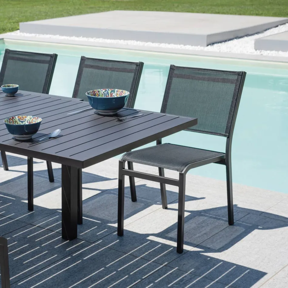 Stabelbar havestol i aluminium og textilene, hvid eller grå - Floraforma Viadurini