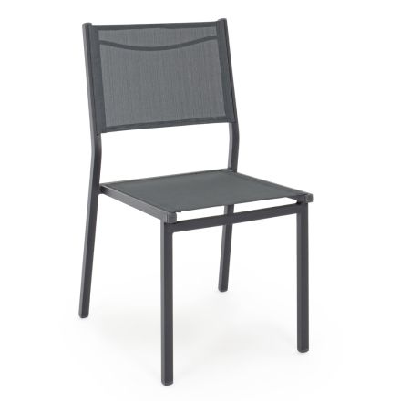 Stabelbar stol i aluminium og tekstil til haven, moderne design - Franz Viadurini