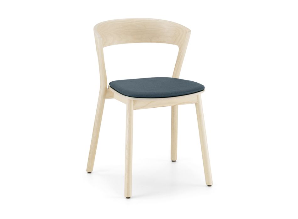 Stabelbar stol i ask med stofsæde Lavet i Italien, 2 stk - Oslo Viadurini
