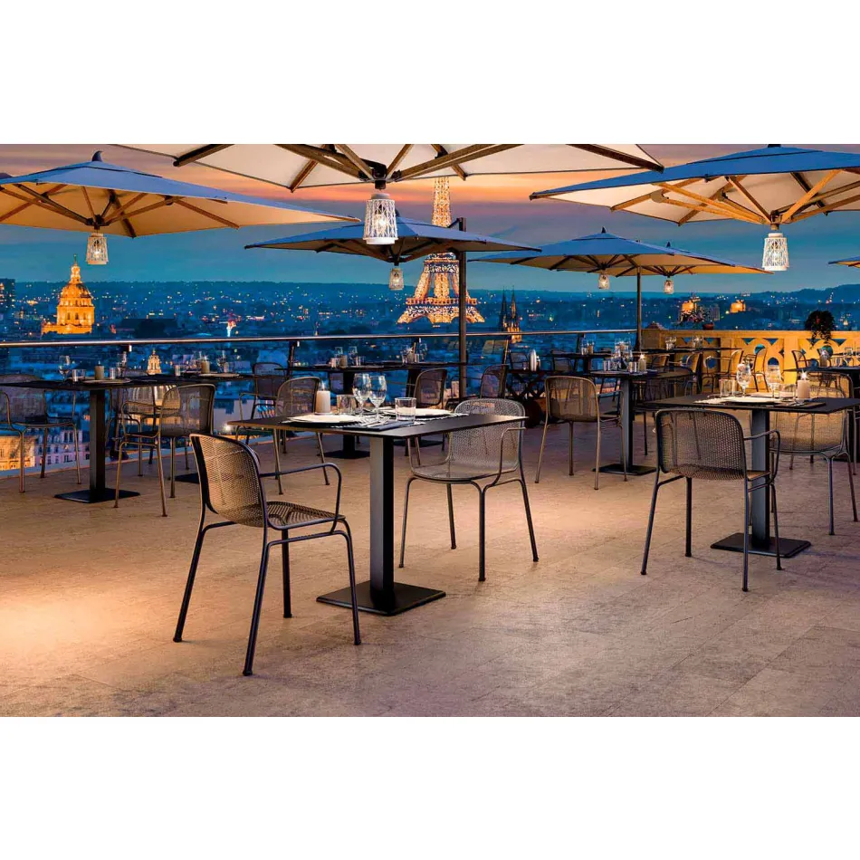 Stabelbar udendørs metalstol fremstillet i Italien, 4 stykker - Verna Viadurini