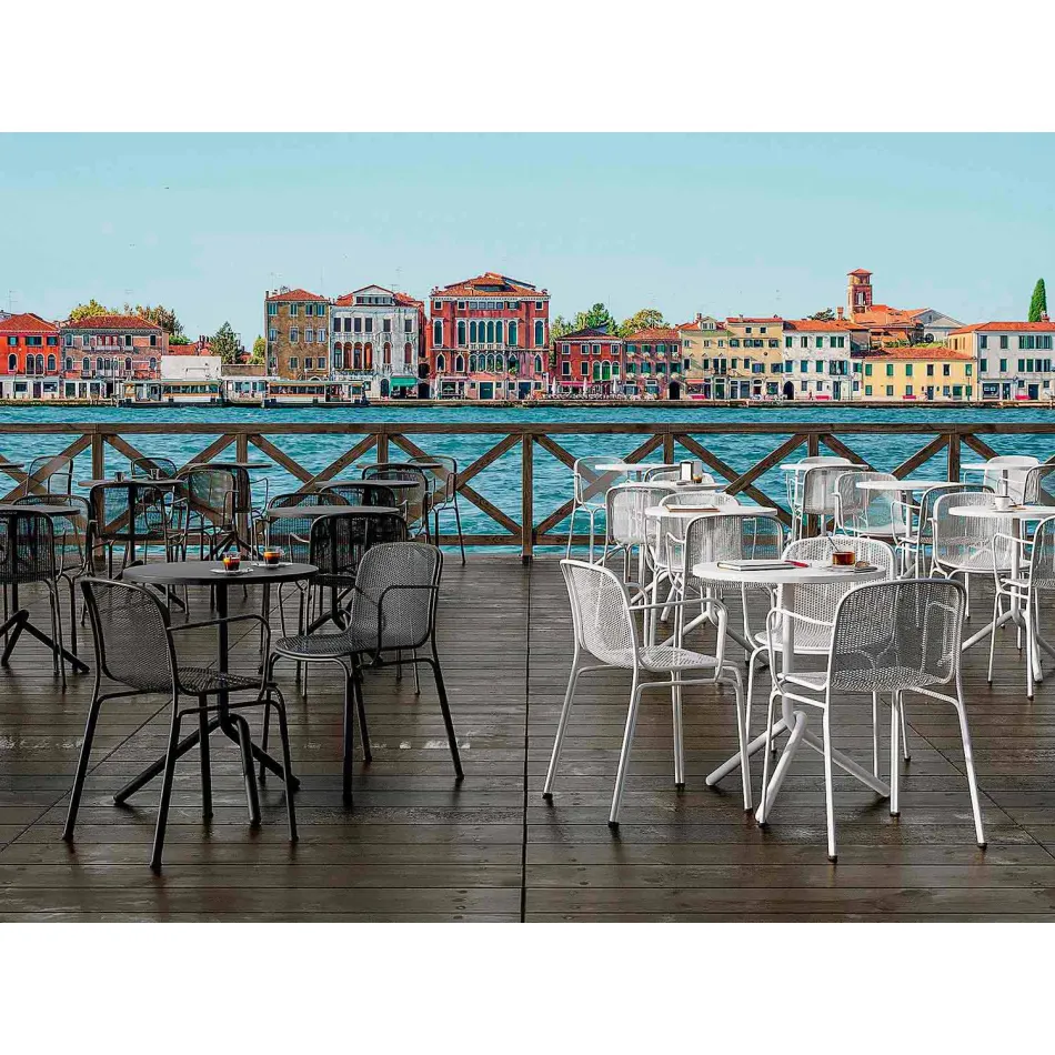 Stabelbar udendørs metalstol fremstillet i Italien, 4 stykker - Verna Viadurini