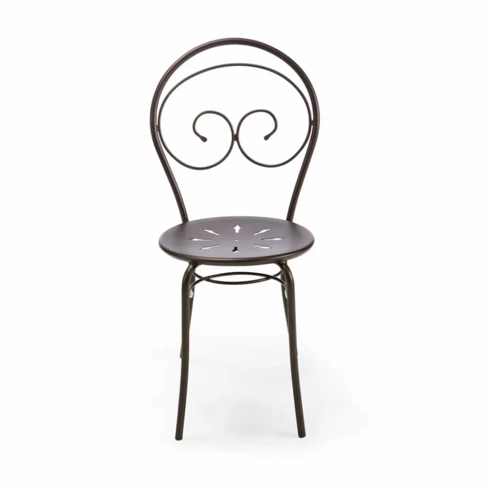 Stabelbar udendørs stol i metal fremstillet i Italien, 2 stykker - autoritet Viadurini