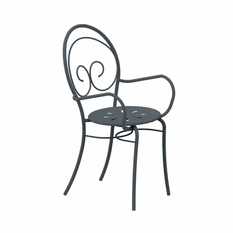 Stabelbar udendørs stol i metal fremstillet i Italien, 2 stykker - autoritet Viadurini