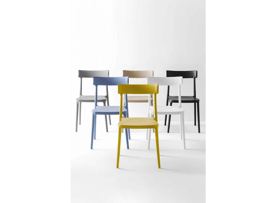 Indendørs eller udendørs stabelbar stol i polypropylen fremstillet i Italien - Argo Viadurini