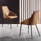 Øko-læderstol med dekoreret ryg og sort metalbase, 2 stykker - Nima Viadurini