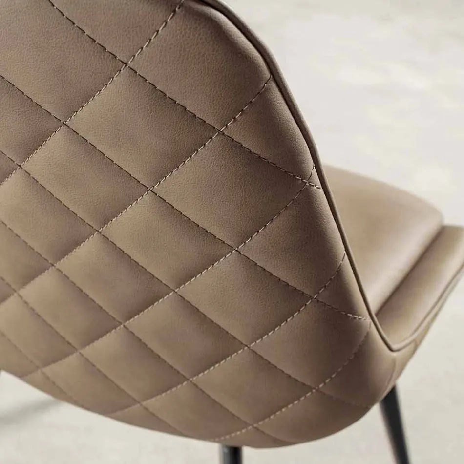 Nabuk Effect Ecoleather Stol, Metalstruktur - Ermes Viadurini