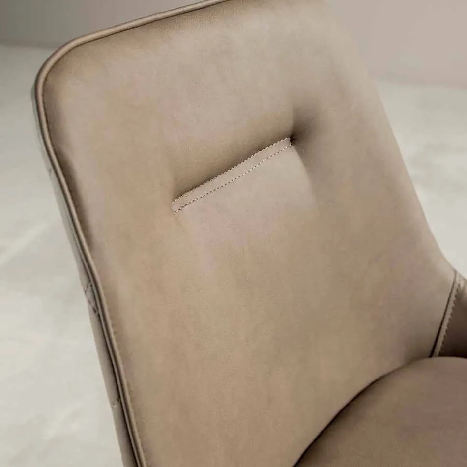 Nabuk Effect Ecoleather Stol, Metalstruktur - Ermes Viadurini