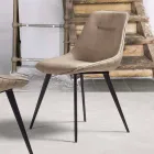 Nabuk Effect Ecoleather Stol, Metalstruktur - Ermes Viadurini