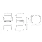 Stol i massiv bøg med armlæn og polstret sæde Made in Italy - Nora Viadurini