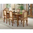 Klassisk træstol med luksuriøst polstret stof lavet i Italien - Majestæt Viadurini