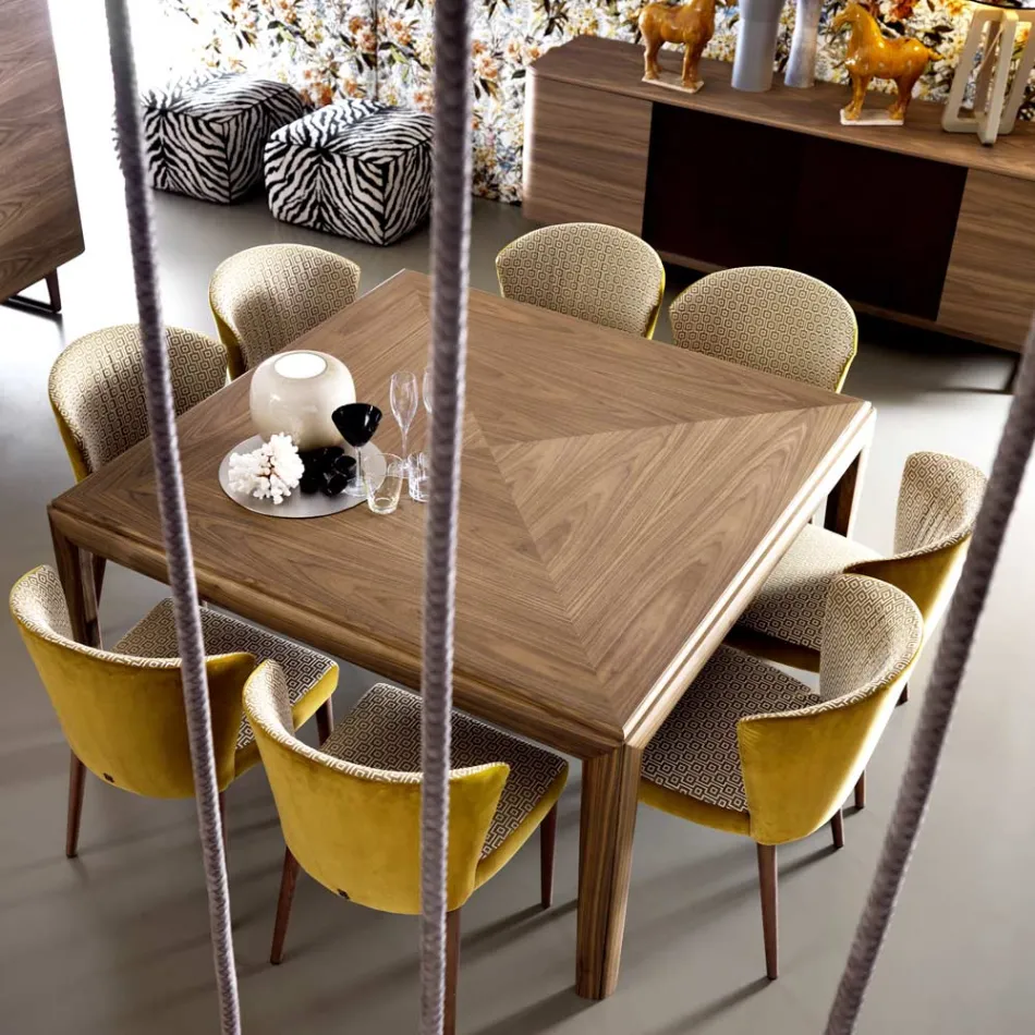 Moderne polstret massivt træstol Grilli York lavet i Italien 2 stykker Viadurini