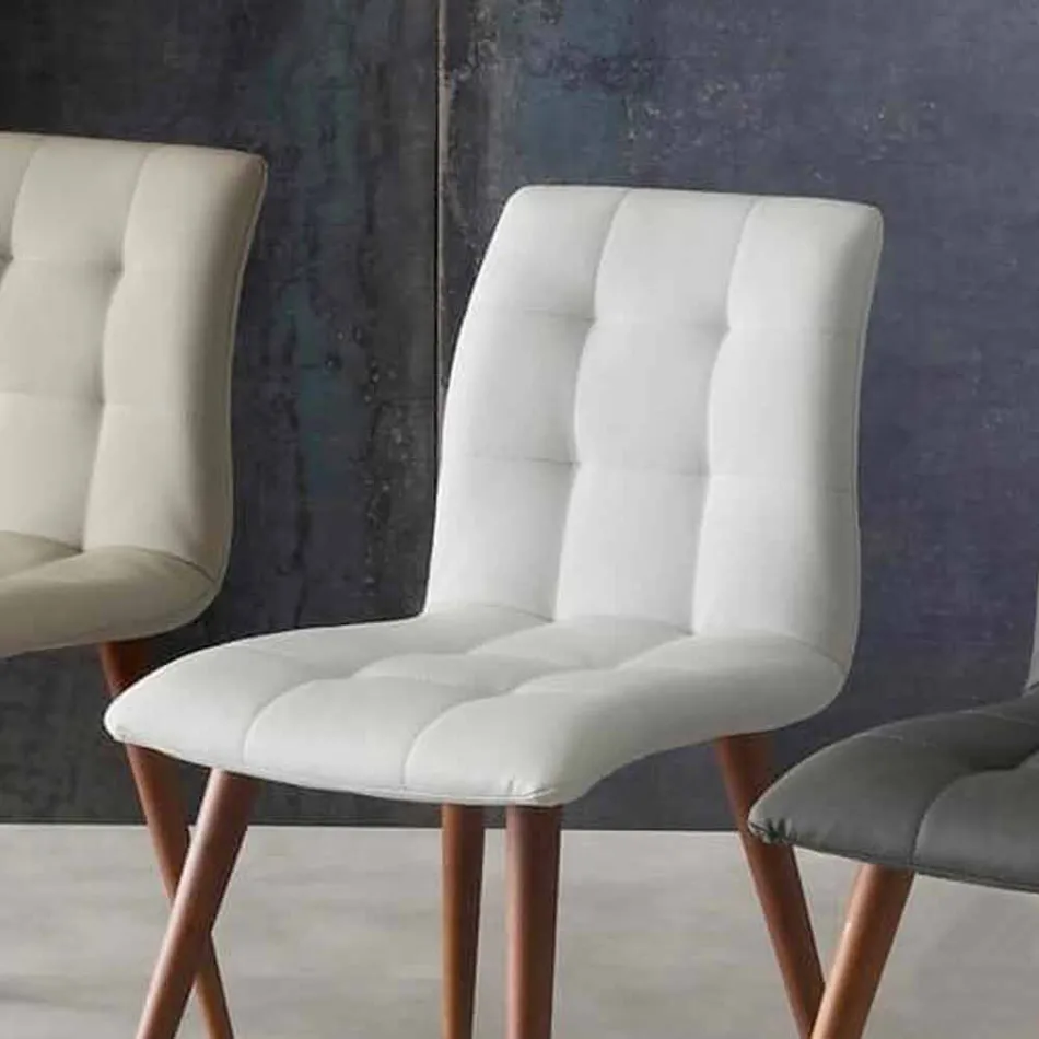 Stol i massivt træ betrukket med lilla øko-læder Viadurini