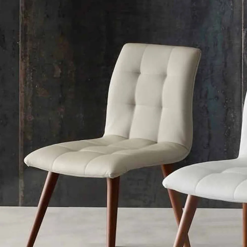 Stol i massivt træ betrukket med lilla øko-læder Viadurini