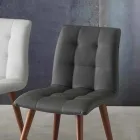 Stol i massivt træ betrukket med lilla øko-læder Viadurini