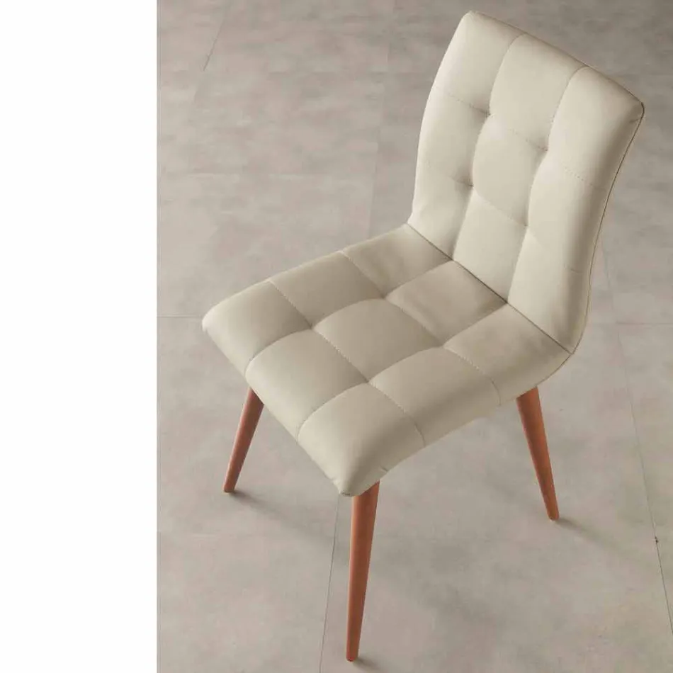 Stol i massivt træ betrukket med lilla øko-læder Viadurini