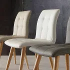 Stol i massivt træ betrukket med lilla øko-læder Viadurini