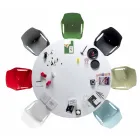 Stabelbar metal- og polypropylenstol Fremstillet i Italien, 4 stykker - karamel Viadurini