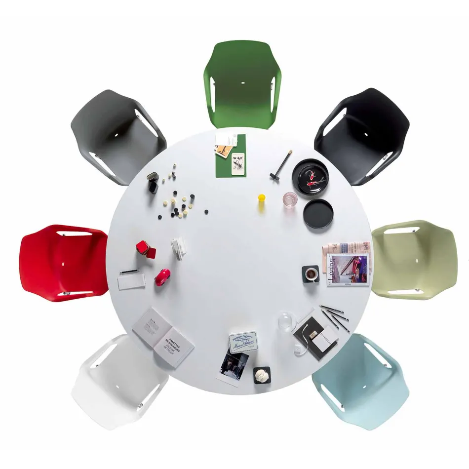 Stabelbar metal- og polypropylenstol Fremstillet i Italien, 4 stykker - karamel Viadurini