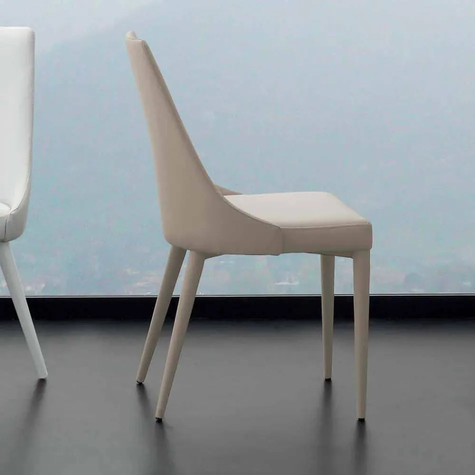 Metalstol helt betrukket med Nepitella øko-læder Viadurini