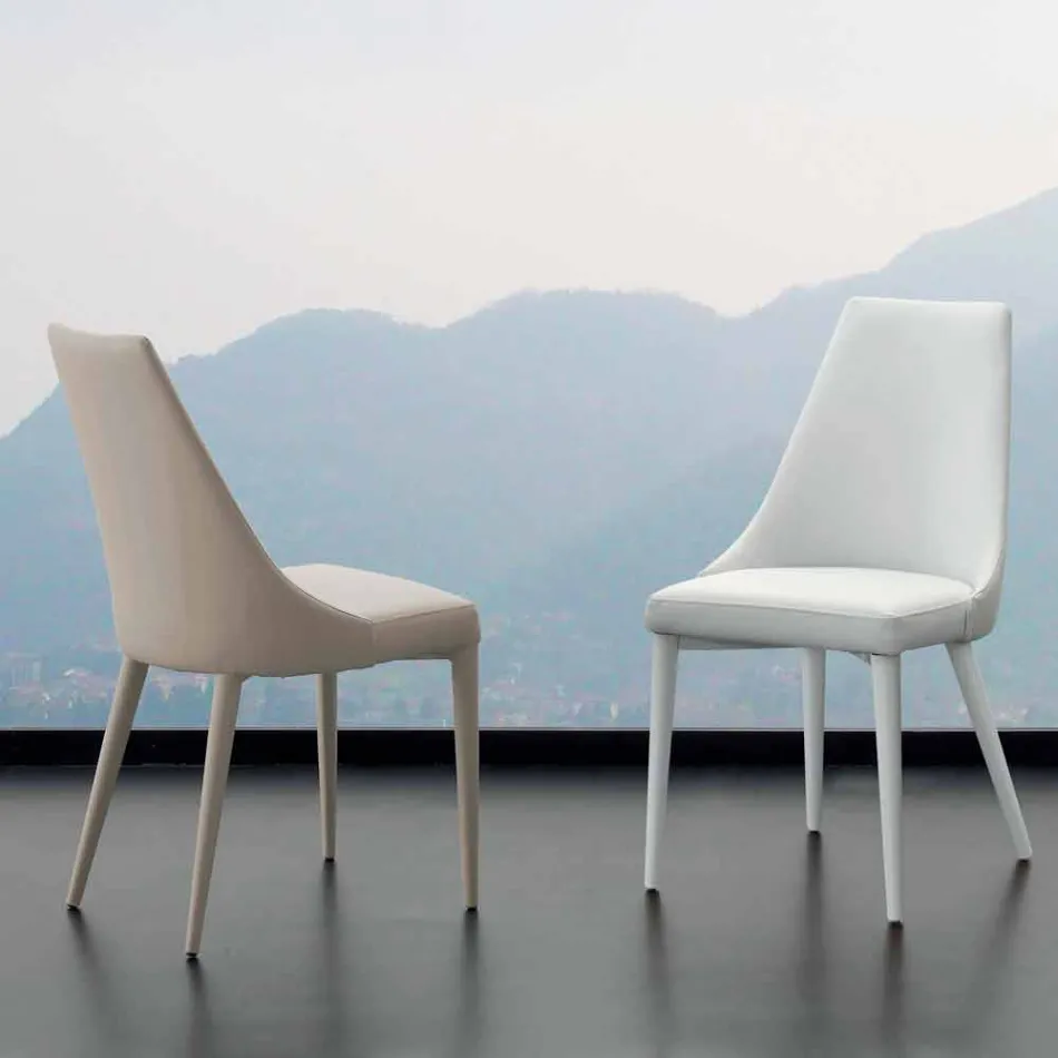 Metalstol helt betrukket med Nepitella øko-læder Viadurini