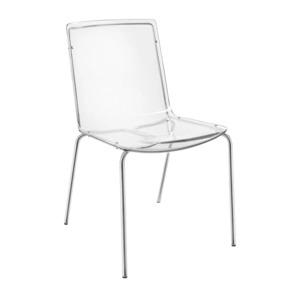 Stol i gennemsigtigt plexiglas og jern Made in Italy 2 stk - Charlotte Viadurini