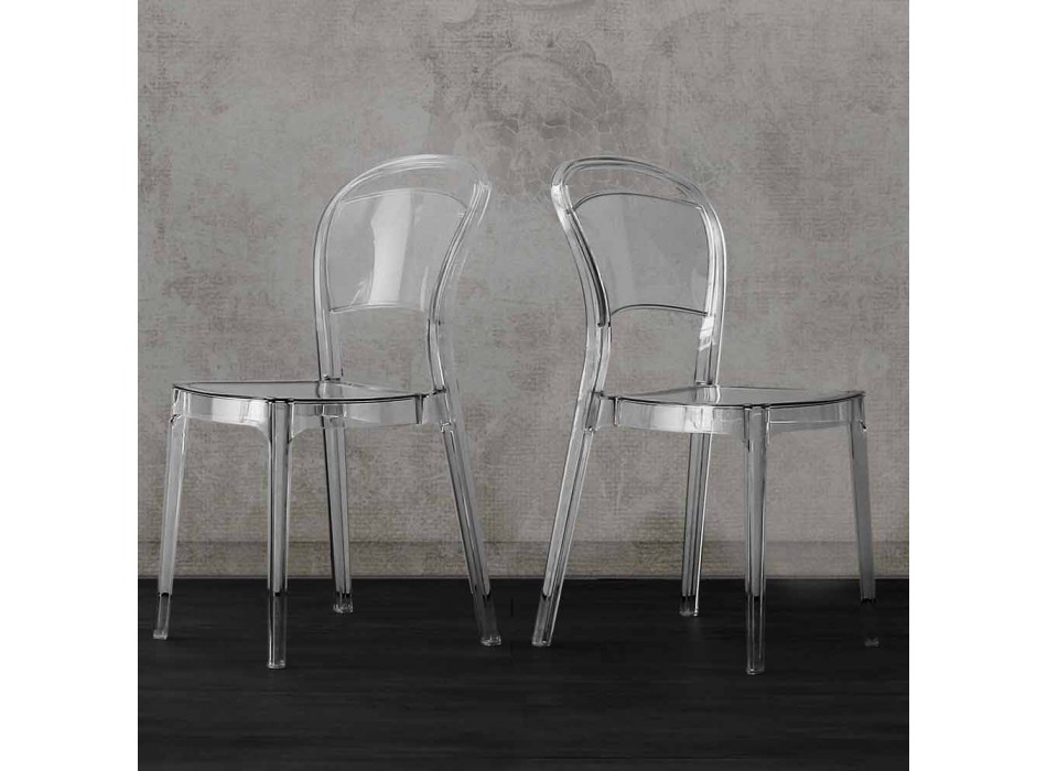 Moderne gennemsigtig polycarbonat stol produceret i Italien Ferrara Viadurini