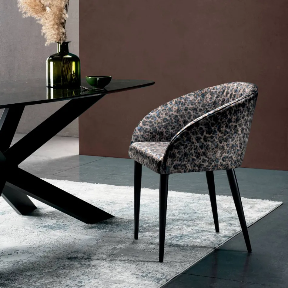 Stofstol med stålstruktur lavet i Italien 4 stykker - Tagata Viadurini