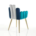 Stol i grå, grøn og blå fløjlseffekt stof - vandmelon Viadurini