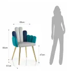 Stol i grå, grøn og blå fløjlseffekt stof - vandmelon Viadurini