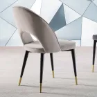 Fløjlstol med sort metal og ben i messing af messing, 4 stykker - Sibea Viadurini