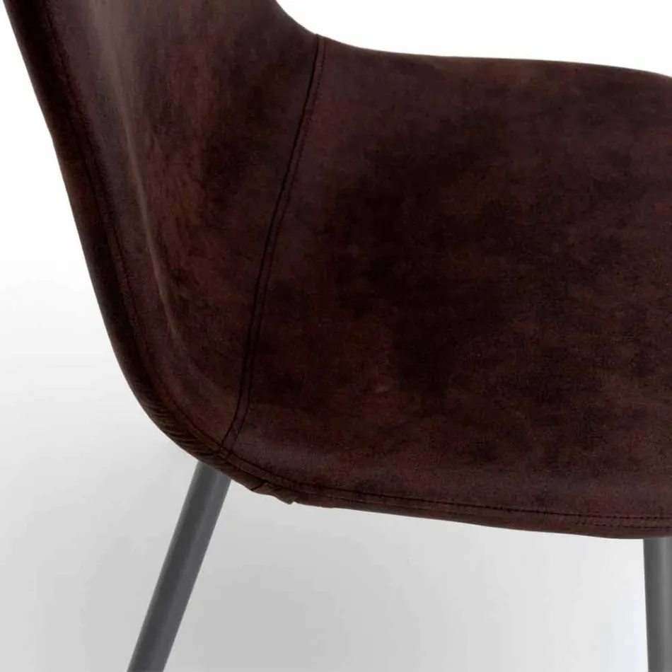 Stol med moderne design i imiteret læder, Elice, 4 stykker Viadurini