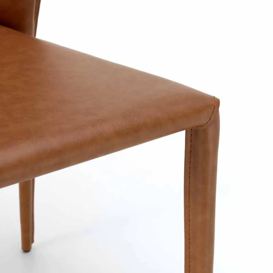 Moderne stole helt dækket af imiteret læder, Accadia, 4 stykker Viadurini