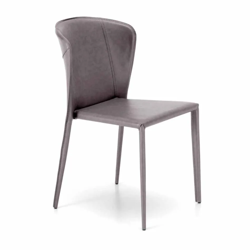 Moderne stole helt dækket af imiteret læder, Accadia, 4 stykker Viadurini