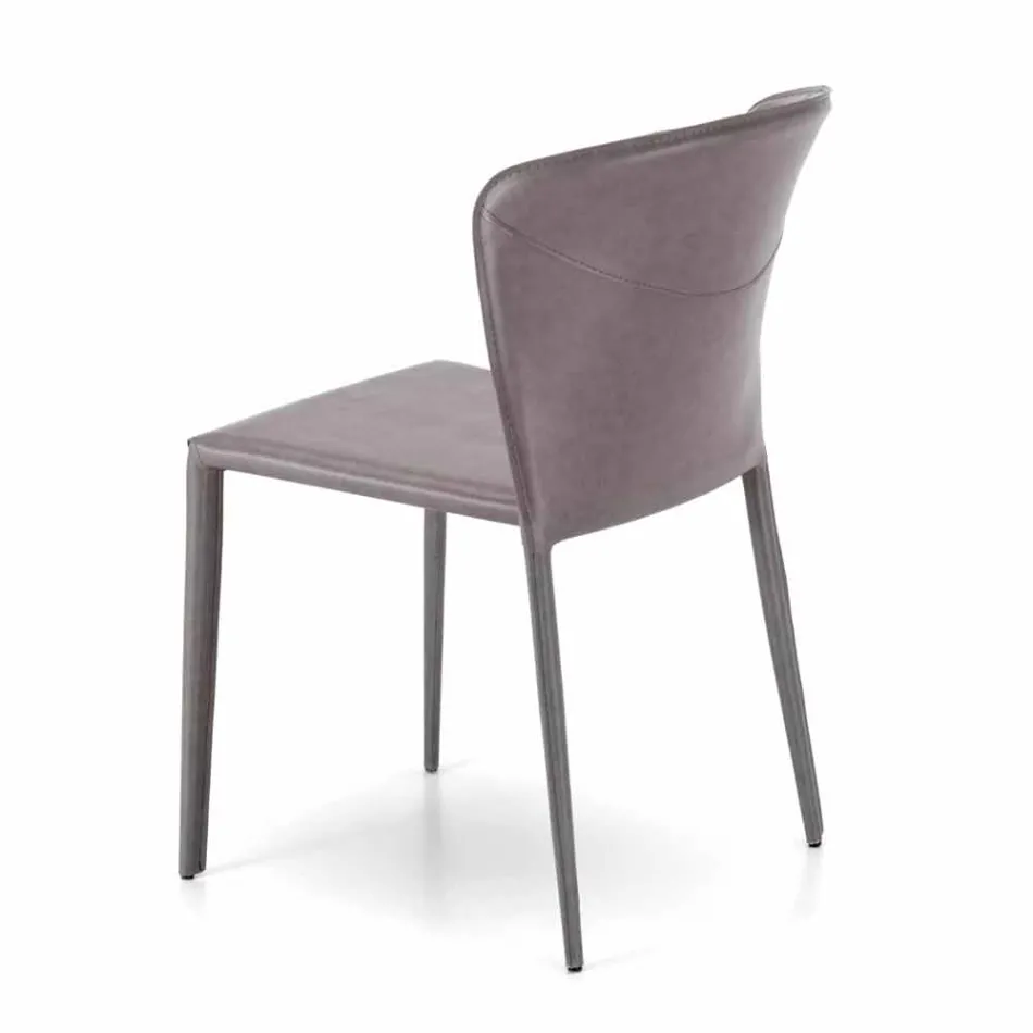 Moderne stole helt dækket af imiteret læder, Accadia, 4 stykker Viadurini