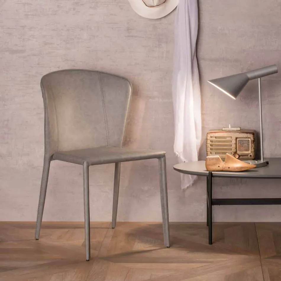 Moderne stole helt dækket af imiteret læder, Accadia, 4 stykker Viadurini