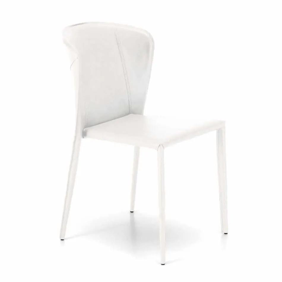 Moderne stole helt dækket af imiteret læder, Accadia, 4 stykker Viadurini