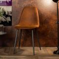 Moderne stole i vintagebrunt imiteret læder, 4 stykker Elice
